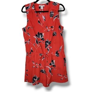 Sleeveless Red Floral Romper